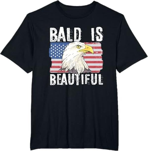 Bald Is Beautiful 4th of July Independence Day Bald Eagle T-Shirt