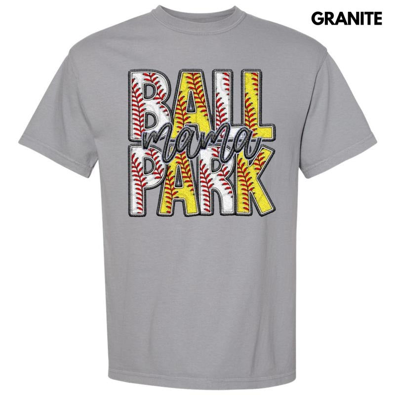 Ball Park Mama Faux Embroidery Comfort Colors T-Shirt Hoodie, Sweatshirt | HypeCrazeTee.com