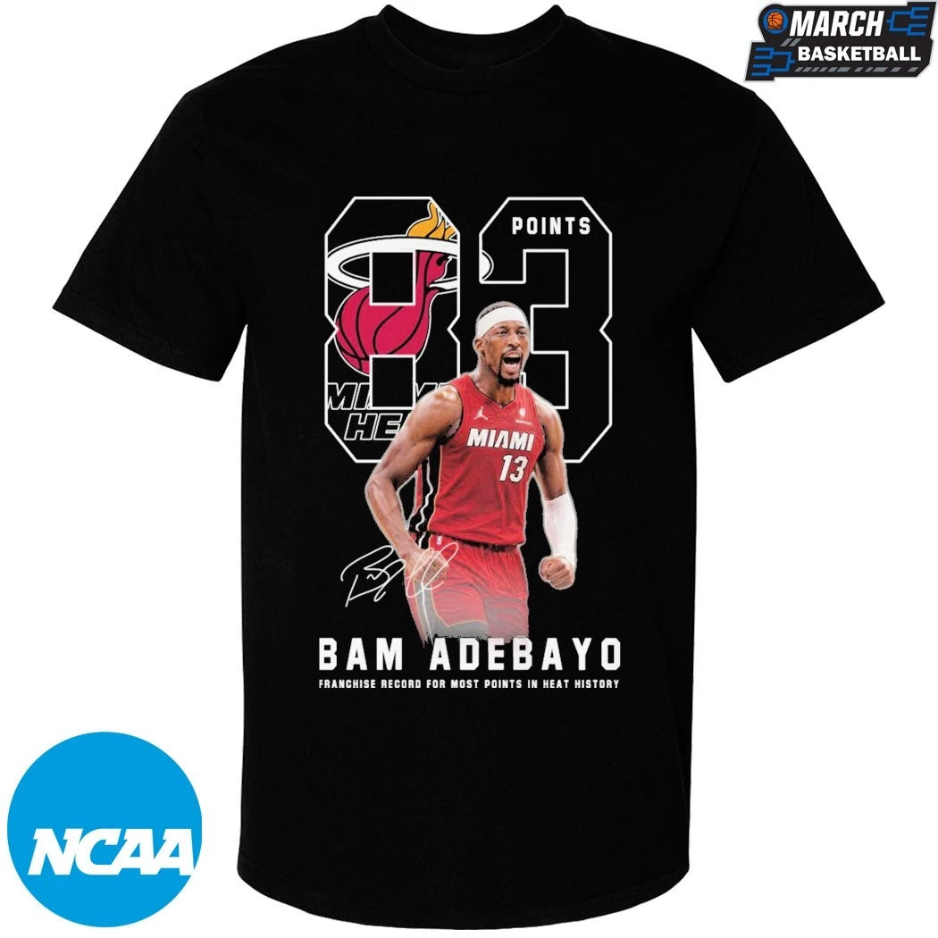 Bam Adebayo Miami Heat 83 Points Franchise Record For Most Points In Heat History Signature T-shirts