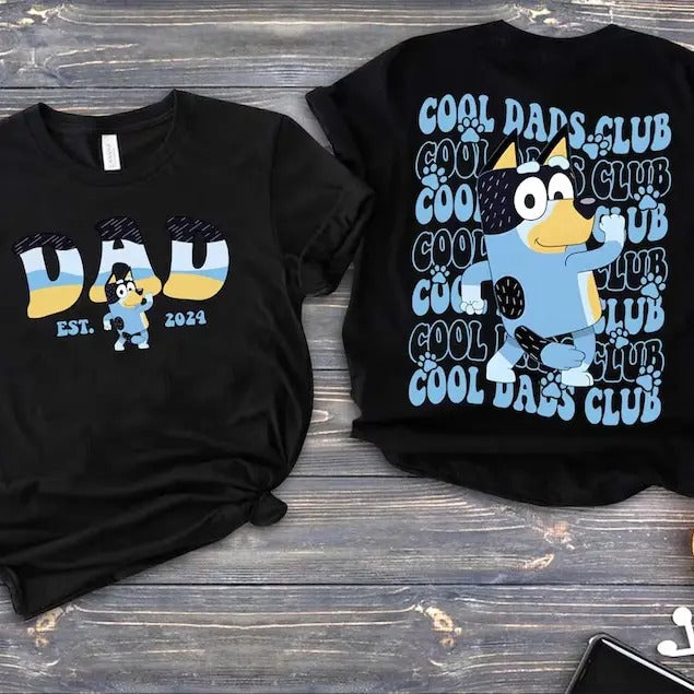 Bandit Bluey Cool Dads Club Two Sides Custom Shirt, Personalized Bluey Family Matching Shirt, Bluey Birthday Shirt, Bingo...
