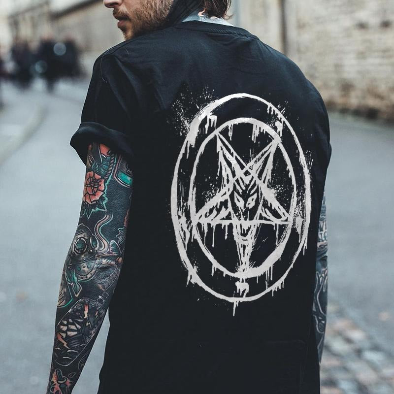 Baphomet Print Casual Loose T-Shirt Designer - Naughty Clothes Men Hoodie, Sweatshirt | HypeCrazeTee.com