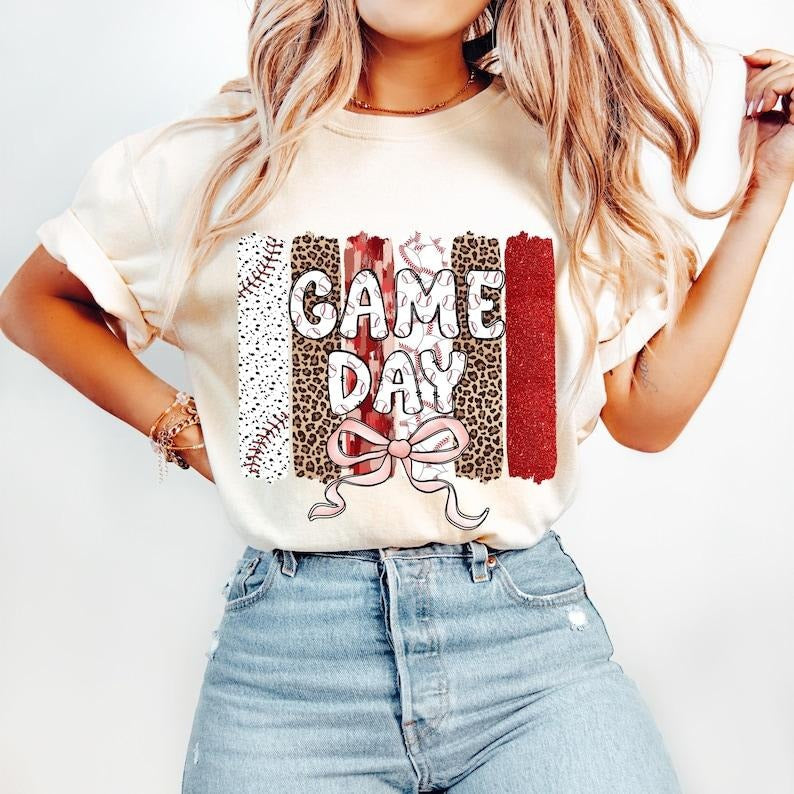 Baseball Coquette Retro Baseball Bow Game Day Leopard Baseball Mama Baseball Mom Brushstroke Baseball T-Shirts, Hoodie, Sweatshirt