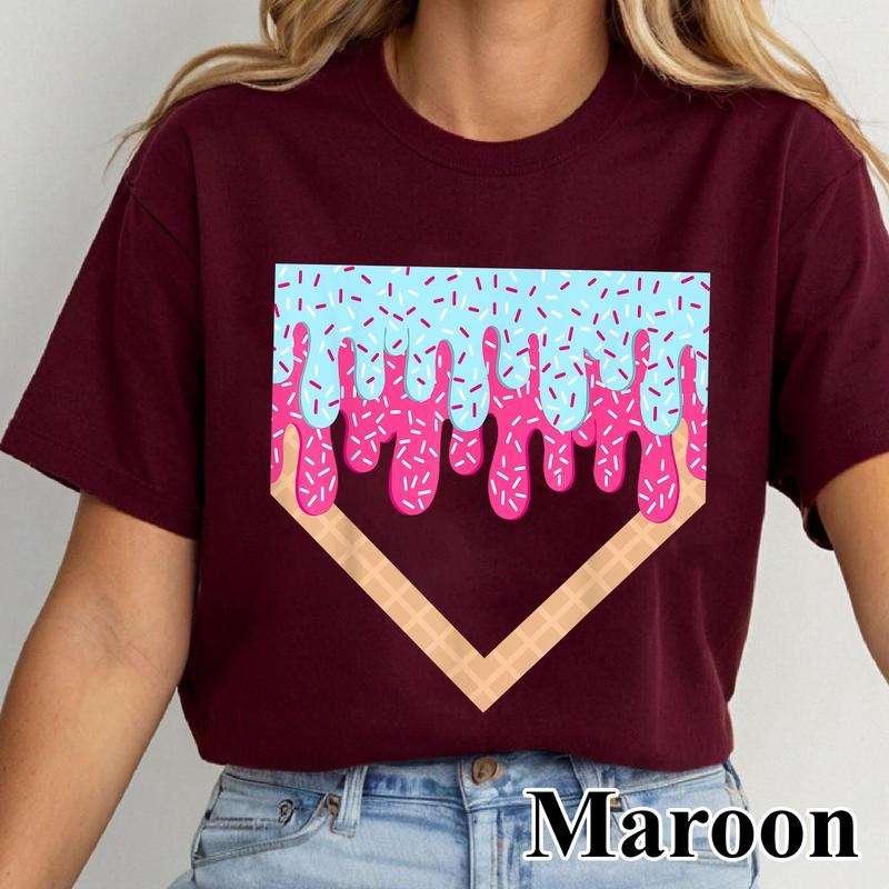 Baseball Drip Boys Home Plate Ice Cream Sport Players & Fans T-Shirt, Baseball Mama Shirt, Baseball Mom Dripping Tee,...