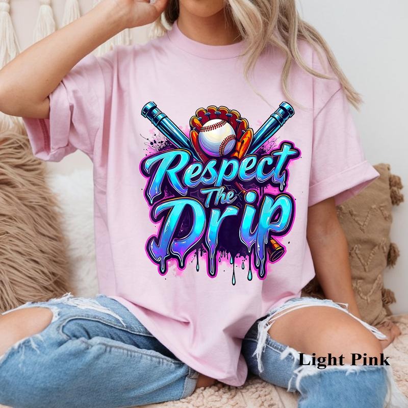 Baseball Drip Ice Cream Dripping Respect The Drip T-Shirt, Baseball Mama Drip Shirt, Baseball Mama Shirt, Baseball Mom...
