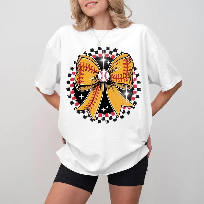 Baseball Game Day Bow T-shirt, Unisex Cotton Made in USA Hoodie, Sweatshirt | HypeCrazeTee.com