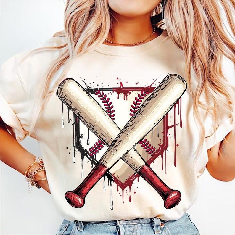 Baseball Game Day Print Retro Ice Cream Drip Shirt Sporty Mom T-Shirts, Hoodie, Sweatshirt