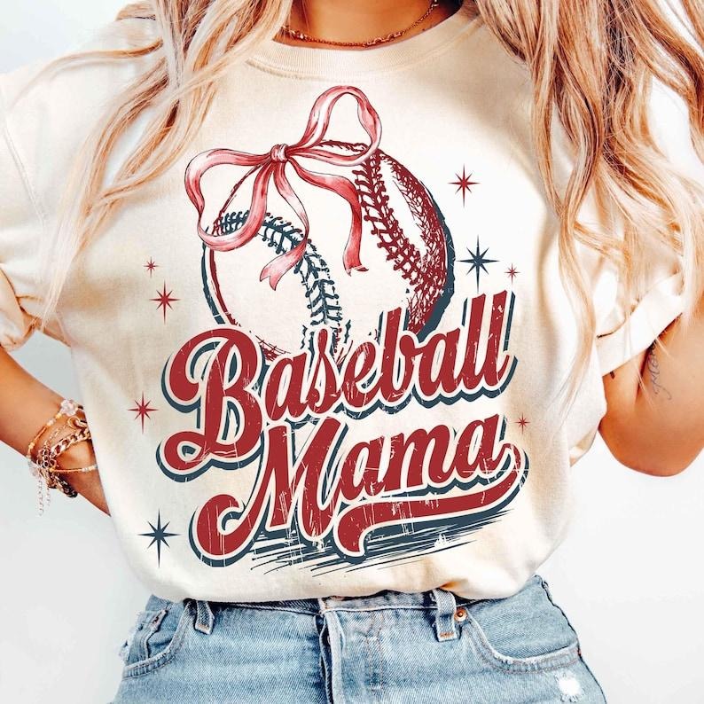 Baseball Mama Coquette Bow Retro Game Day Sports Baseball Mom T-Shirt Hoodie, Sweatshirt | HypeCrazeTee.com