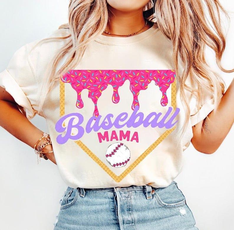 Baseball Mama Drip Ice Cream Print Baseball Shirt Sporty T-Shirts, Hoodie, Sweatshirt