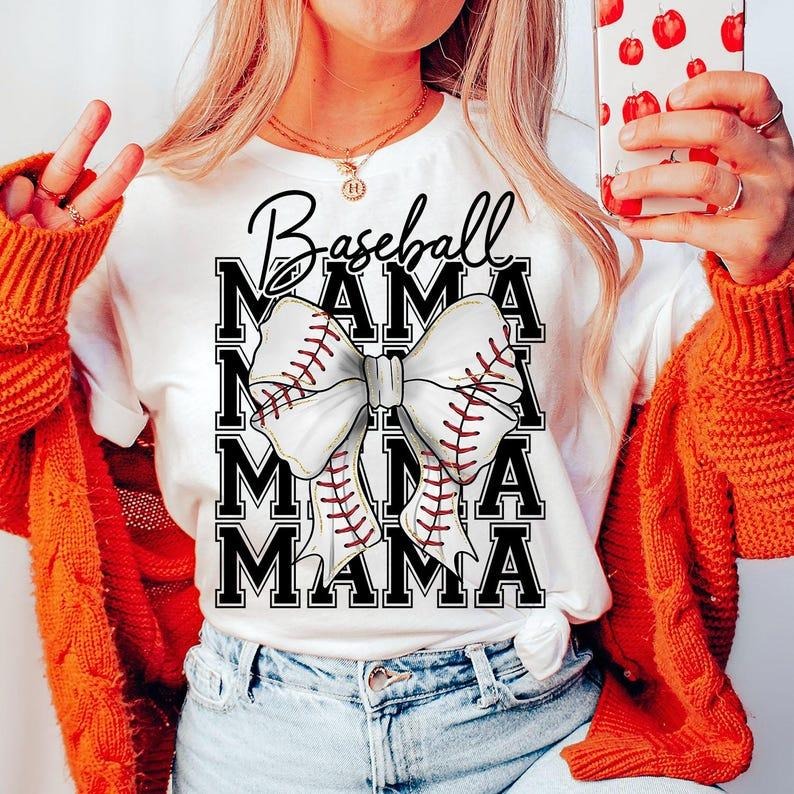 Baseball Mama T-shirt, Coquette Bow Tshirt, Baseball Bow Tshirt, Baseball Mom, Retro Baseball Game Day Tshirt Hoodie,...