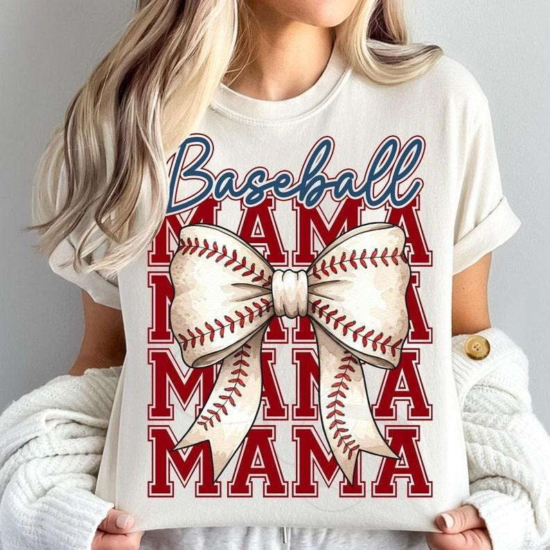 Baseball Mama Baseball Coquette Bow Baseball Game Day Baseball Mom T-Shirts, Hoodie, Sweatshirt