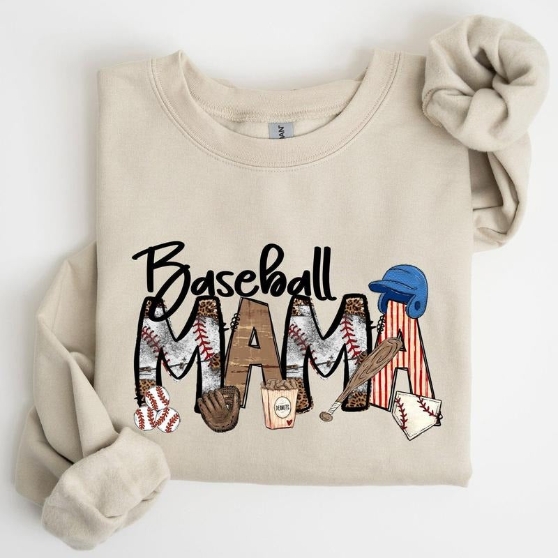 Baseball Mama, Sports, Mother's Day Sweatshirt, Women's Crew Neck, Crewneck T-Shirts, Hoodie | HypeCrazeTee.com