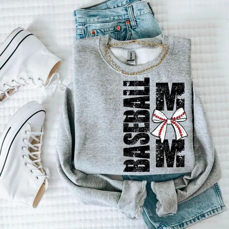 Baseball Mom Bow DTF Transfers - THIS IS NOT A SHIRT Hoodie, Sweatshirt | HypeCrazeTee.com