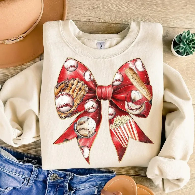 Baseball Mom Coquette Bow , Game Day Baseball , Baseball Mama , Retro Baseball Sweatshirt T-Shirts, Hoodie | HypeCrazeTee.com