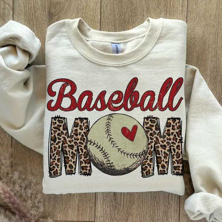 Baseball Mom Leopard Print T-shirt, Baseball Mama Tee, Baseball Lover Gift, Game Day Sweatshirt Hoodie | HypeCrazeTee.com