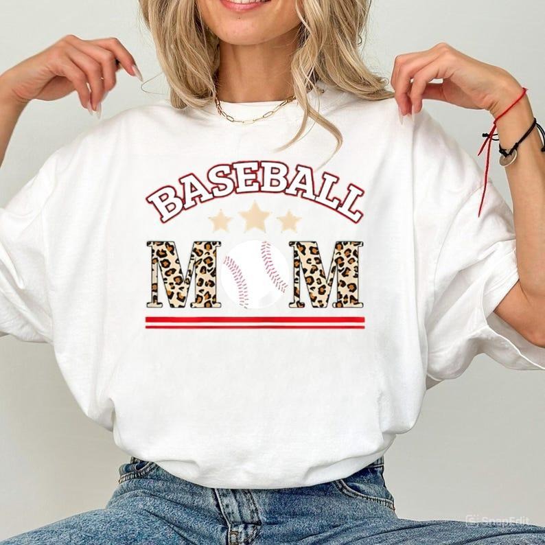 Baseball Mom Leopard Shirt, Retro Baseball Tshirt, Baseball Mom Shirt, Love Baseball Tshirt, Womens Shirt, Baseball Fan...