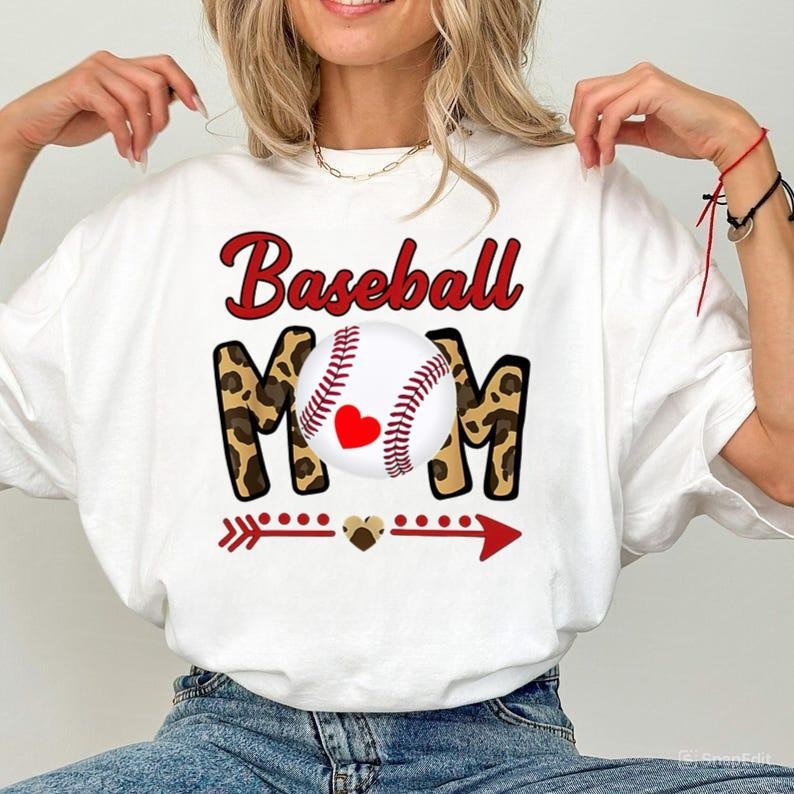 Baseball Mom Leopard Shirt, Retro Baseball Tshirt, Baseball Mom Shirt, Love Baseball Tshirt, Womens Shirt, Baseball Fan...