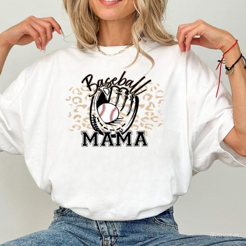 Baseball Shirt, Mom Baseball Shirt, Baseball Mama, Cheetah Baseball Shirt, Cute Baseball Mama Shirt, Leopard Baseball...