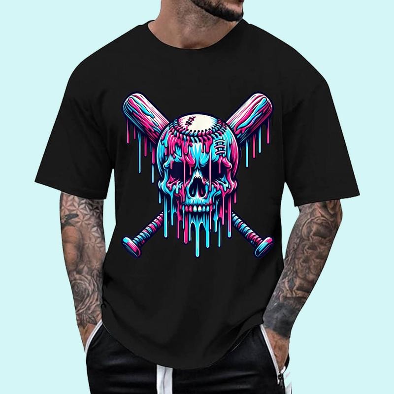Baseball Skull Drip Baseball Drip Baseball Ice Cream Drip Unisex T-Shirt, Cotton 100%, Top Trending Fashion Hoodie,...