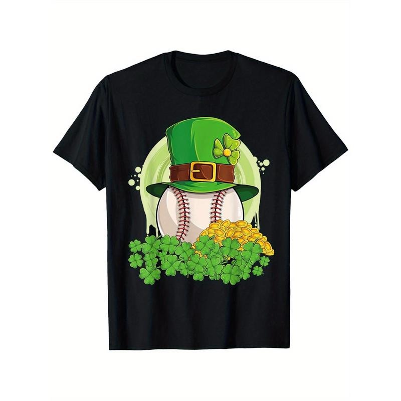 Baseball St Patricks Day Boys Shamrock Baseball Player T-Shirt for Boys Soft Fabric, Breathable, Comfortable Short Sleeve...