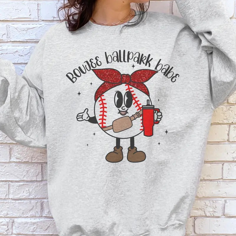Baseball Boujee Ballpark Babe Baseball Babe Boujee Ballpark Retro Baseball Top Smiley Baseball Faux Glitter Casual Comfort T-Shirts, Hoodie, Sweatshirt