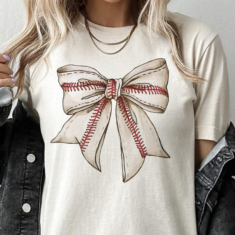 Baseball Tee Baseball Bow Tshirt Coquette Baseball T-Shirt Game Day Baseball Tshirt Girly Baseball Bow Top Baseball...