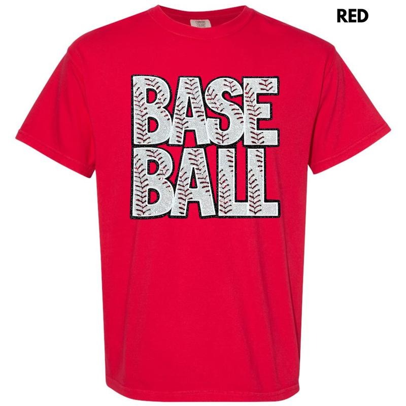 Baseball Words Sequin Patch Comfort Colors T-Shirt Hoodie, Sweatshirt | HypeCrazeTee.com