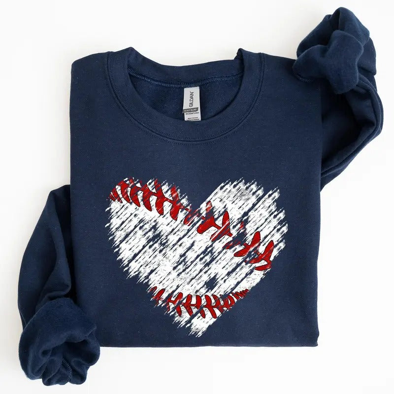 Baseball, Heart, Mom, Mother's Day Sweatshirt, Women's Crew Neck, Crewneck T-Shirts, Hoodie | HypeCrazeTee.com