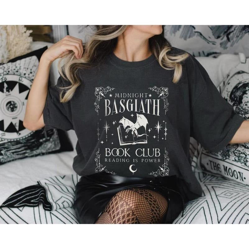 Basgiath Book Club Fourth Wing Comfort Colors Merch, Onyx Storm T-shirt, Book Reader Fantasty Romantasy Unisex Tee Shirt,...