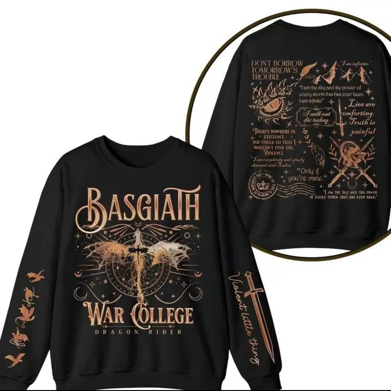 Basgiath War College 4 Sided Shirt Fourth Wing Onyx Storm Tairn Andarna Dragon Riders Book Lover T-Shirts, Hoodie, Sweatshirt
