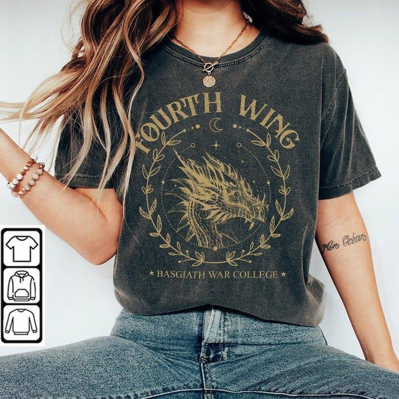 Basgiath War College Book Shirt, Vintage Fourth Wing Dragon Rider Shirt, Fly Or Die, Rebecca Yarros Tee, Violet...