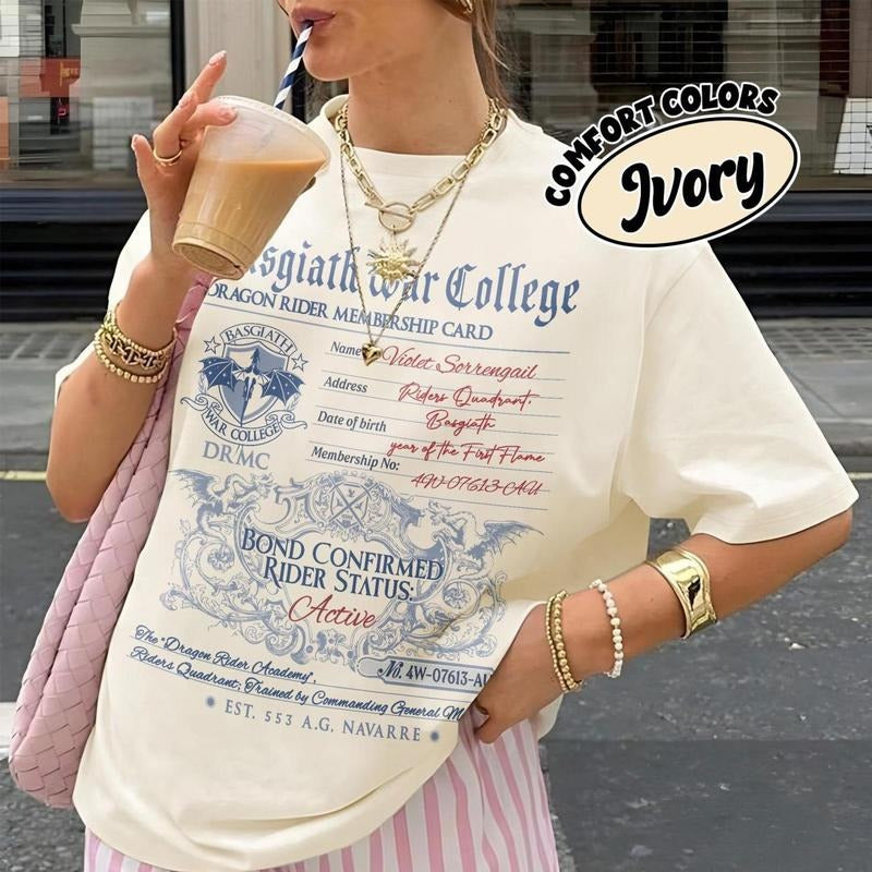 Basgiath War College Comfort Colors TShirt, Dragon Rider Membership Card Tee, Fourth Wing Series Bookish Merch, Gift For...