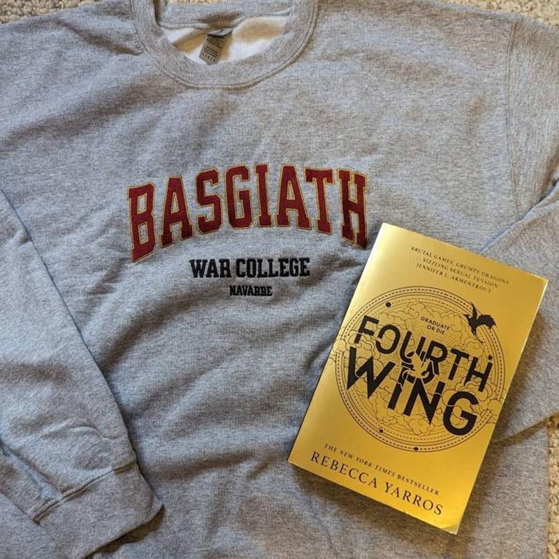 Basgiath War College Embroidered Fourth Wing Reading Official Rebecca Yarros Book Lover Best Friends T-Shirts, Hoodie, Sweatshirt