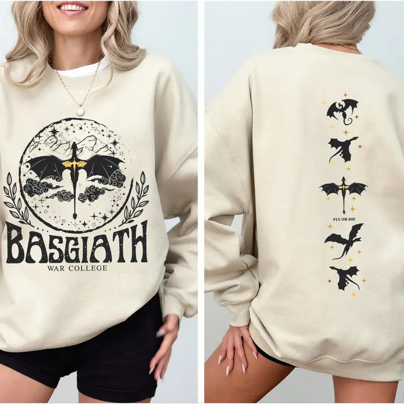 Basgiath War College Sweatshirt, Basgiath 2 Sided Tee, Dragon Riders Tee, Fly Or Die Tee, Riders Quadrant Tee, Fourth...