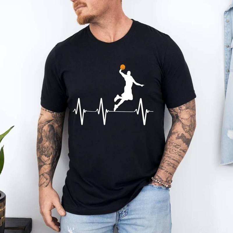 Basketball Heartbeat Gift Shirts for Men and Boys T-Shirt | Unisex Cotton Tee, Short Sleeve, Size S-3XL Hoodie, Sweatshirt