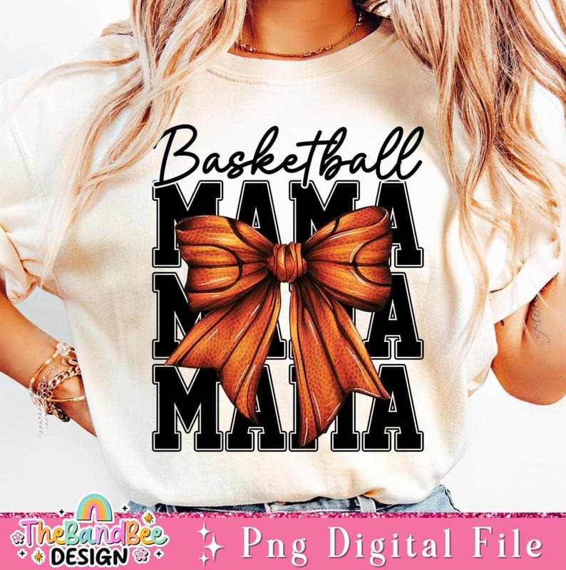 Basketball Mama T-Shirt, Coquette Basketball Bow T-Shirt, Basketball T-Shirt, Basketball Bow T-Shirt, Fall Coquette Bow...