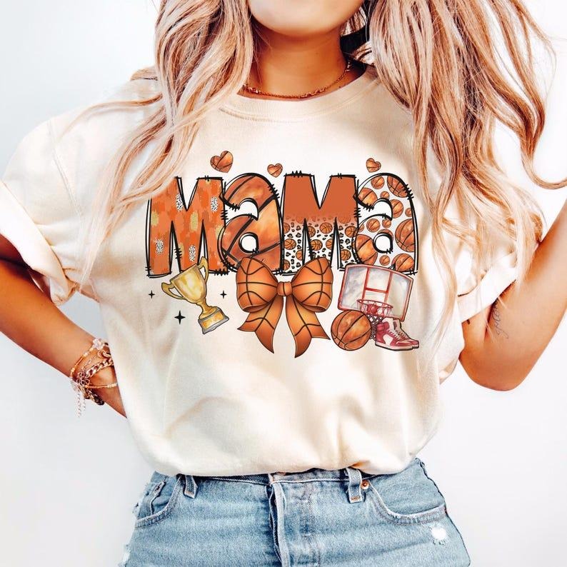 Basketball Mama T-shirt, Coquette Bow, Retro Basketball, Game Day, Sports Hoodie, Sweatshirt | HypeCrazeTee.com