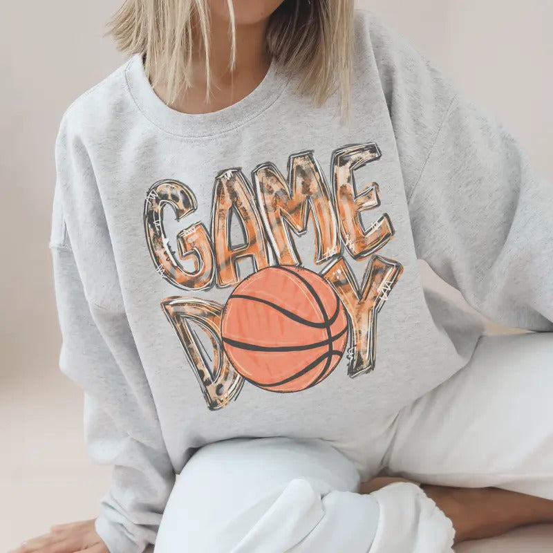 Basketball Sweatshirt Game Day Basketball Pullover Basketball Sports Sweatshirt Womens Sports Pullover GameDay Sports...