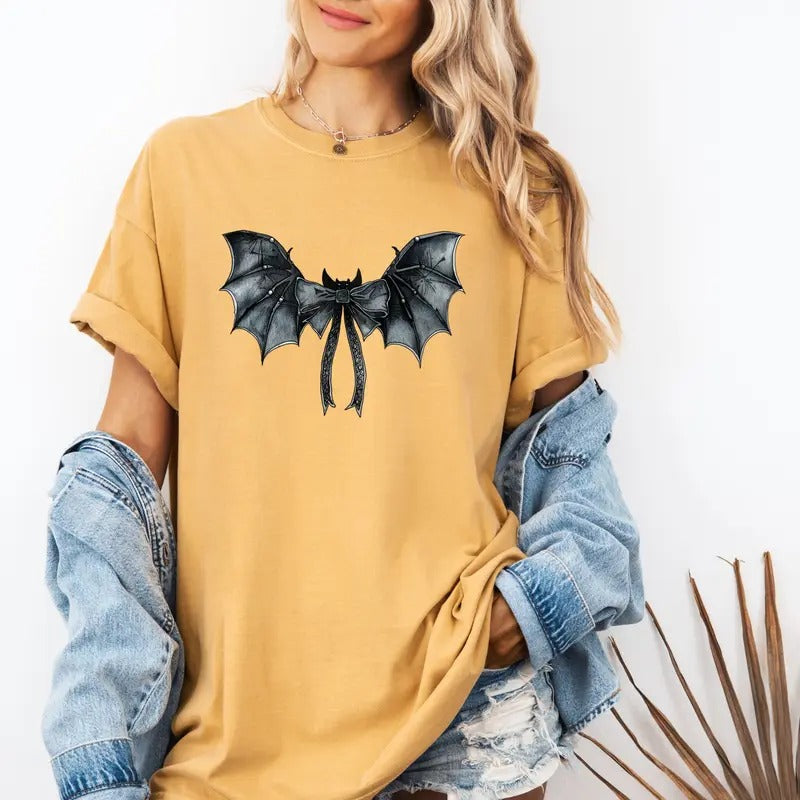 Bat with Bow Print Custom colors tee shirt Casual Hoodie, Sweatshirt | HypeCrazeTee.com