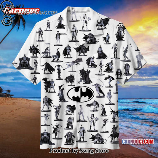 Batman Black White Statues Breathable Hawaiian Shirt