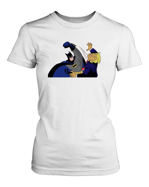 Batman Punching Donald Trump In The Face Women's T-Shirt Tee