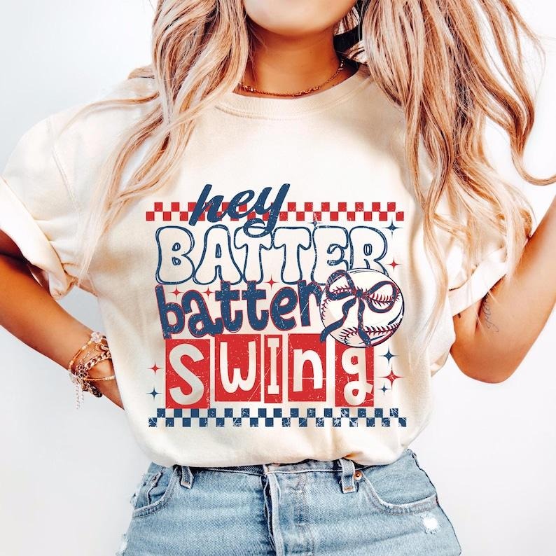 Batter Swing Baseball Shirt with Retro Checkered Coquette for Moms T-Shirt Hoodie, Sweatshirt | HypeCrazeTee.com
