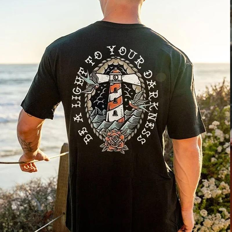 Be A Light To Your Darkness Unisex Summer outfits men streetwear 80s 90s graphic tees cotton funny tshirt men gifts...