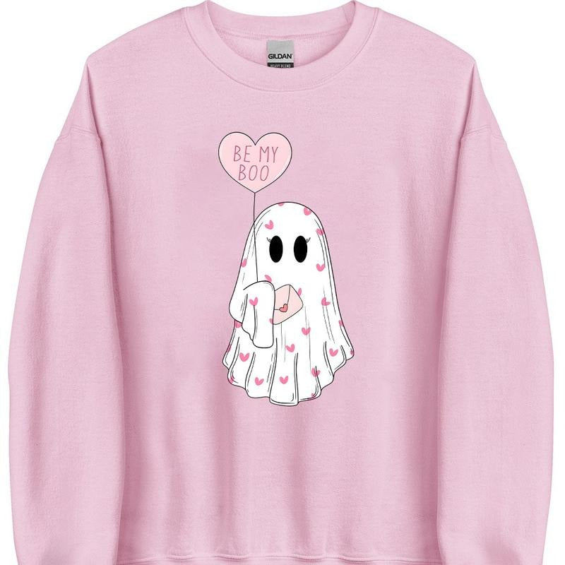 Be My Boo Sweatshirt, Ghost Sweater, Valentines Day Hoodie, XOXO Sweatshirt, Women Valentines Day Sweatshirt, Heart...