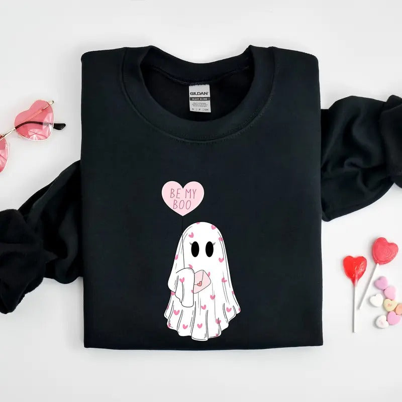 Be My Boo Sweatshirt, Ghost Sweater, Valentines Day Sweatshirt, XOXO Sweatshirt,  Women Valentines Day Sweatshirt...