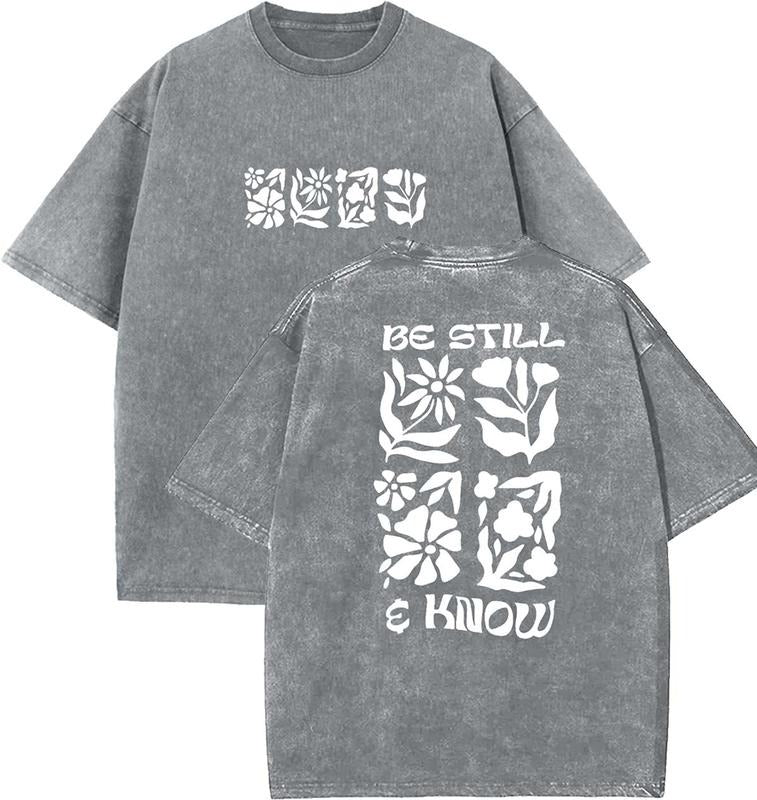 Be Still And Know Unisex Washed T-Shirt, Christian Tshirts, Vintage 90s Graphic Tee, Gift Top Womenswear Cotton Mineral...