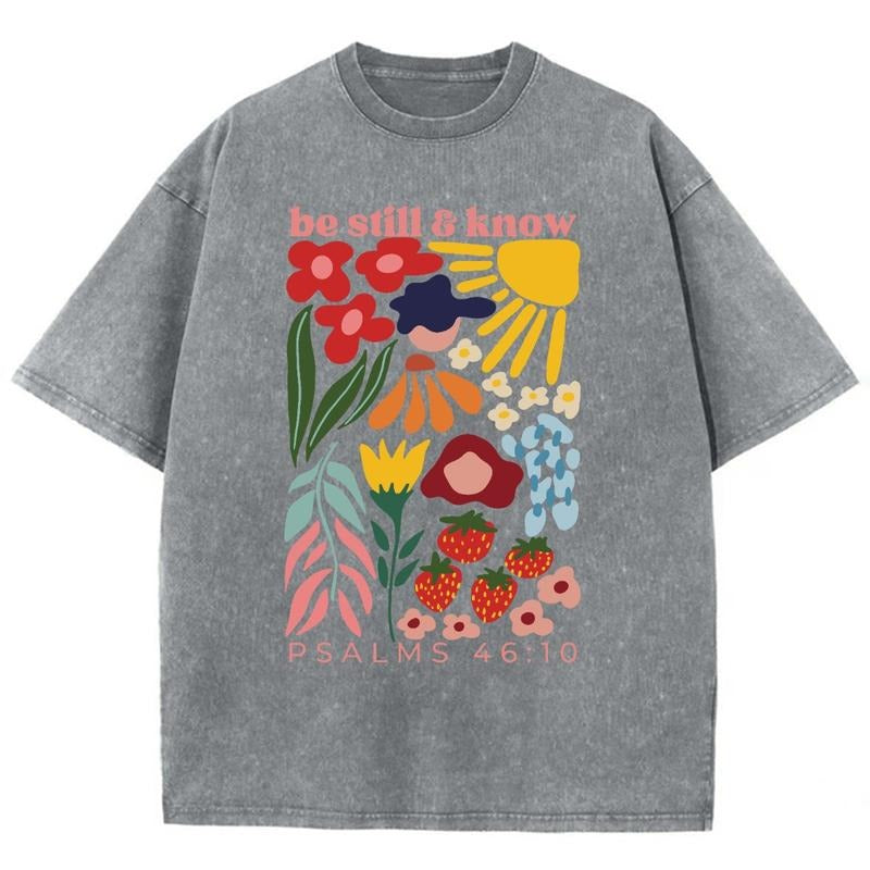 Be Still And Know Unisex Washed T-Shirt, Christian t shirts, Christian Jesus  t shirts, Vintage 90s Graphic Tee Gift...