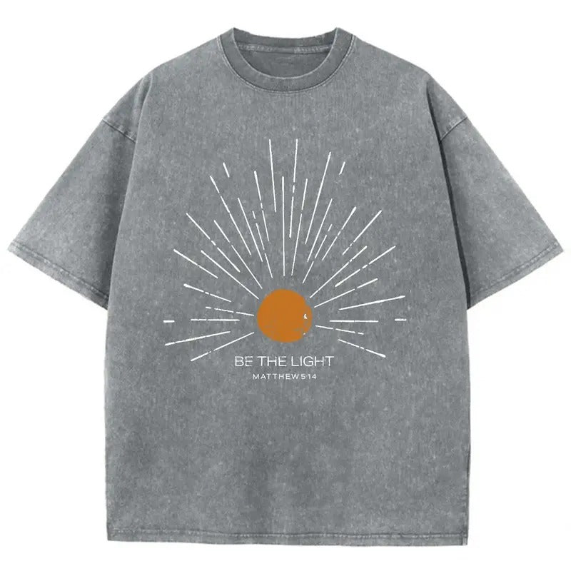 Be The Light Unisex Washed T-Shirt, Christian Jesus  t shirts, Vintage 90s Graphic Tee Gift Cotton Top Womenswear,...