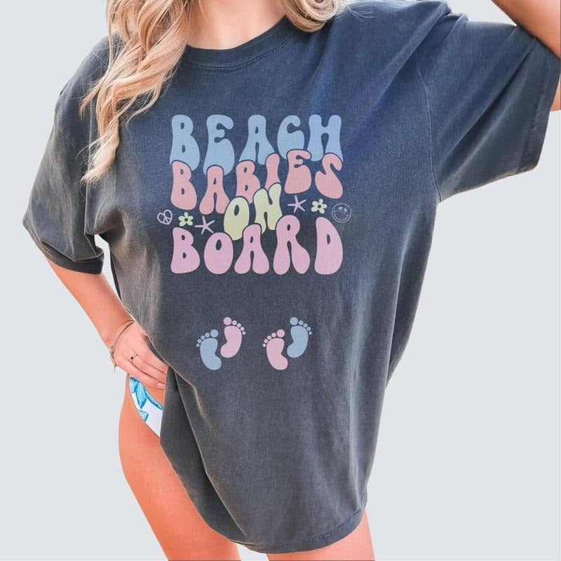 Beach Babies On Board Shirt, Twins Pregnancy Announcement Tee, Summer Maternity Cruise T-shirt, Baby Reveal Gift for Mom,...