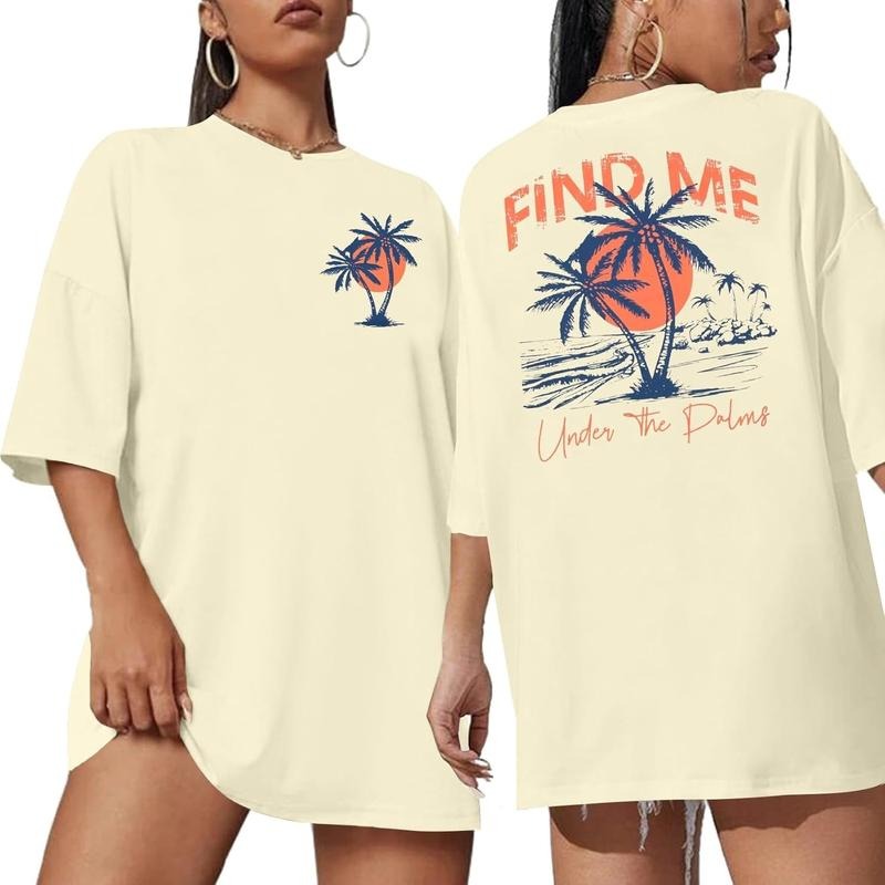 Beach T Shirts Women Find Me Under The Palms Shirt Vintage Summer Tropical Hawaii Vacation Trip Beach Graphic Tees...