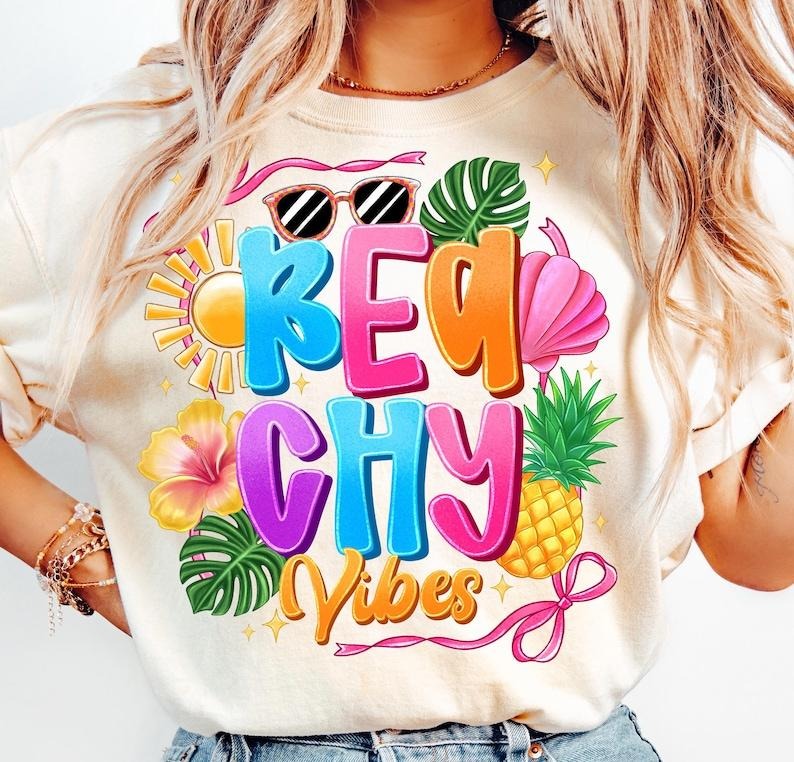 Beachy Vibes Girls Trip Vacation Summer Beach Coquette Retro T-Shirt Hoodie, Sweatshirt | HypeCrazeTee.com